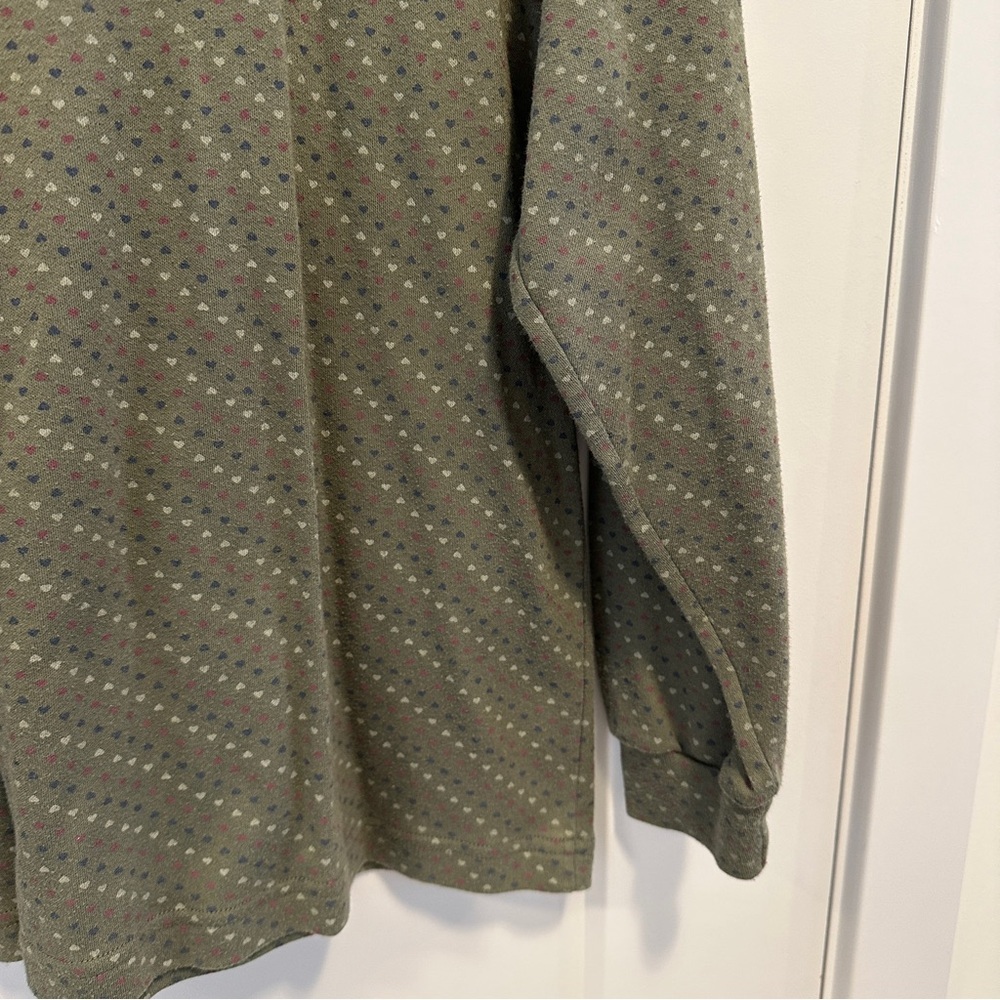 Northern Reflections Vintage Hearts Green Turtleneck Shirt Size Small Women’s - Picture 5 of 8